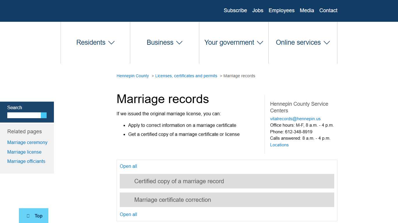 Marriage records | Hennepin County